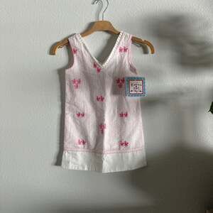Cotton Kids Boutique Pink Seersucker Whale Shift Dress Girls Size 4